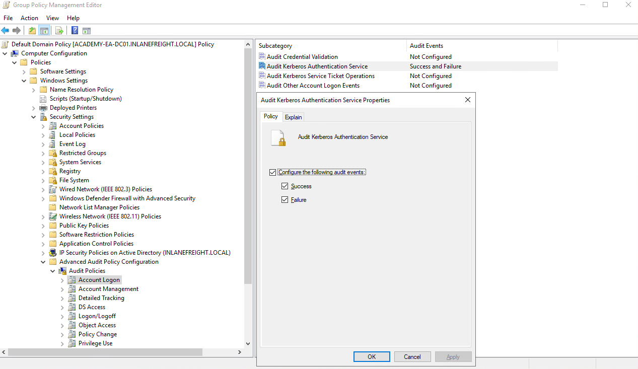 Kerberoasting audit GPO
